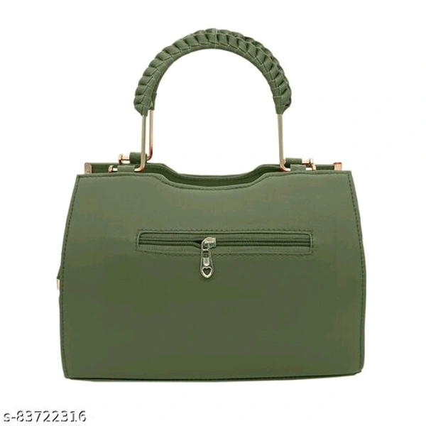 Stylish Leather Green Gold Plated Hand Bag