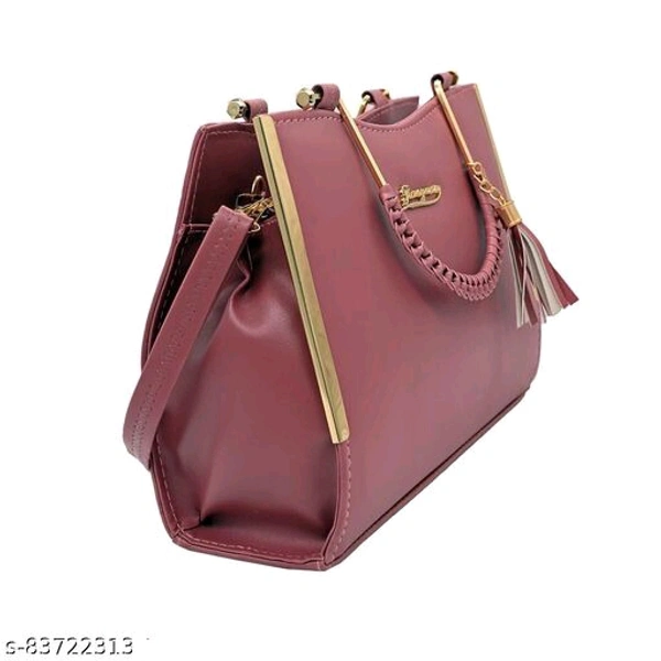 Stylish Peach Color Leather Gold Plated Hand Bags