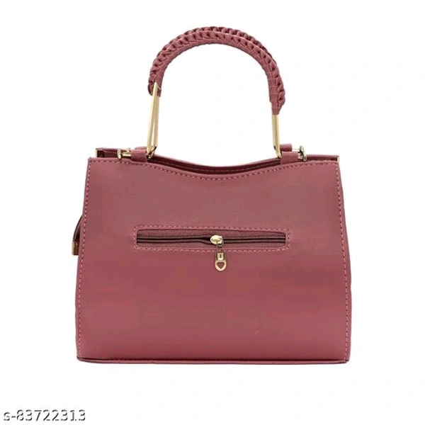 Stylish Peach Color Leather Gold Plated Hand Bags