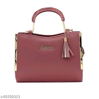 Stylish Peach Color Leather Gold Plated Hand Bags