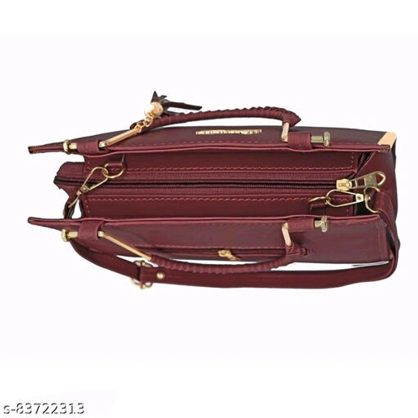 Stylish Peach Color Leather Gold Plated Hand Bags