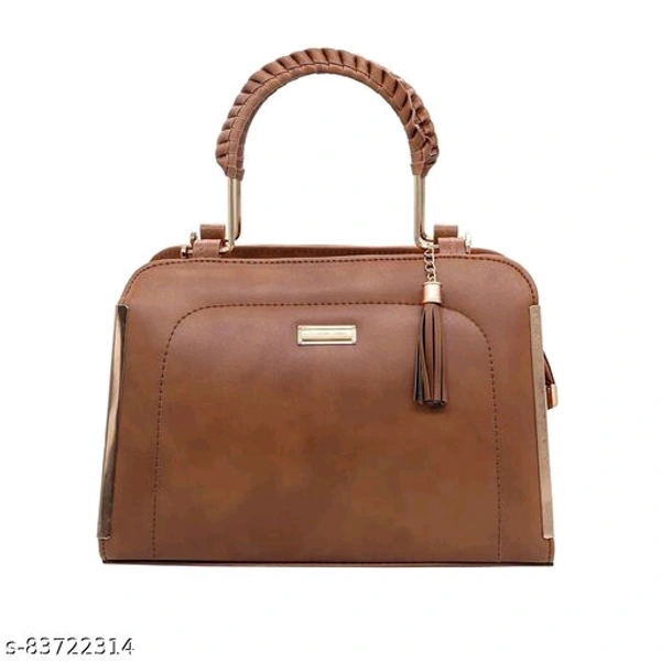 Stylish Brown Gold Plated Leather Hand Bag