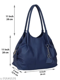 Ladies Stylish Blue Leather Hand Bag