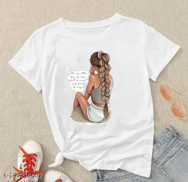 Girls White T-Shirts With Design Abroad  - M