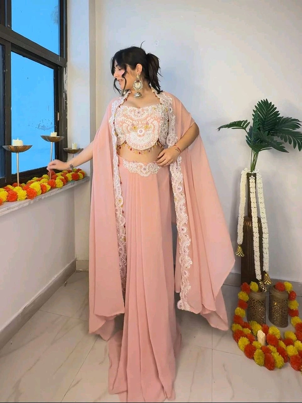 Trending Indo Western Outfit - Free Size Upto 44inch, Peach