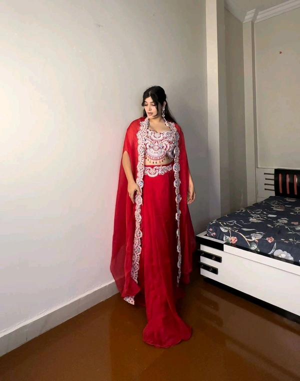 Trending Indo Western Outfit - Free Size Upto 44inch, Red