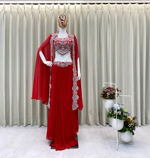 Trending Indo Western Outfit - Free Size Upto 44inch, Red