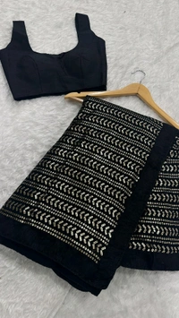 Gorgeous Black Sequence Saree With Blouse Piece