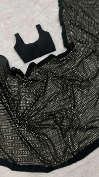Gorgeous Black Sequence Saree With Blouse Piece