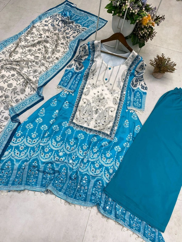 Digital Printed Real Mirror Work Pakistani Suit - XL