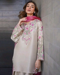 Designer Farsi French Crepe Salwar Suit  - L