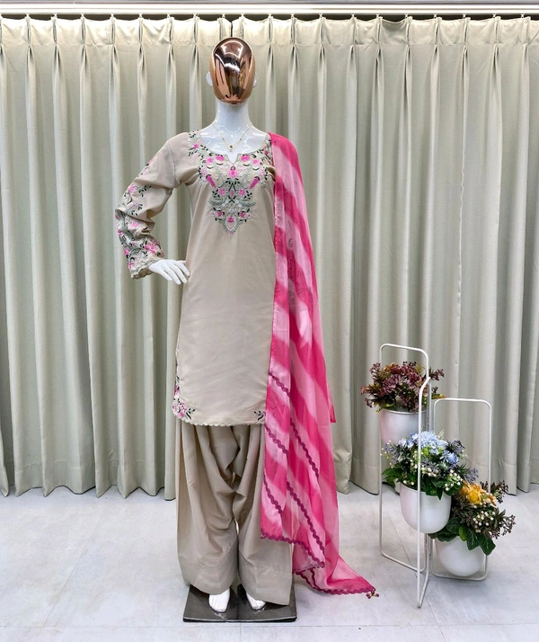 Designer Farsi French Crepe Salwar Suit  - L