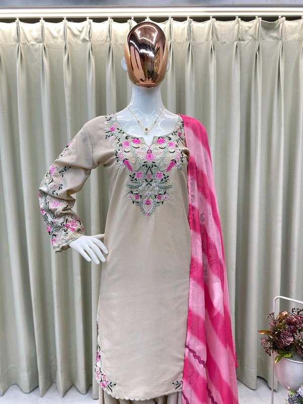 Designer Farsi French Crepe Salwar Suit  - L