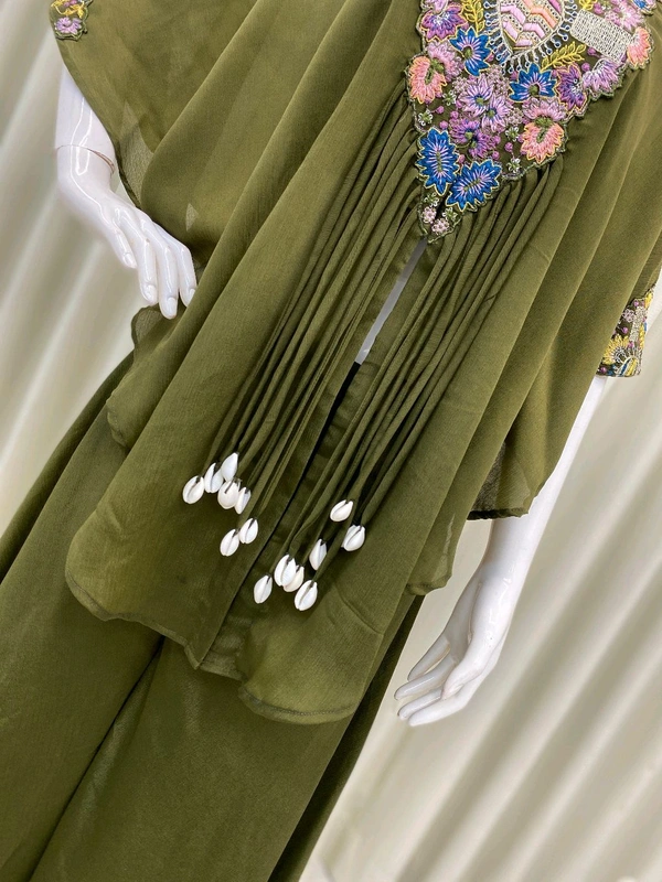 Three Piece Indo Western Outfit - Free Size Upto 44inch