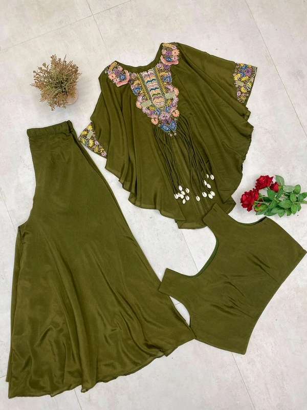 Three Piece Indo Western Outfit - Free Size Upto 44inch