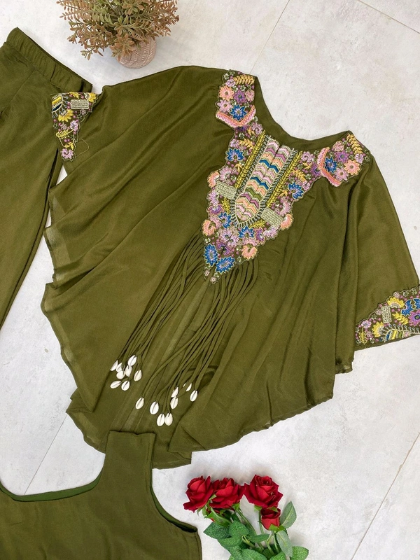 Three Piece Indo Western Outfit - Free Size Upto 44inch