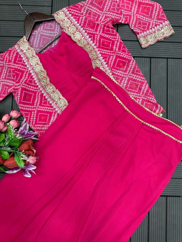 Super Trending Partywear Koti With Dhoti Style Sharara - Free Size Upto 42inch, Pink
