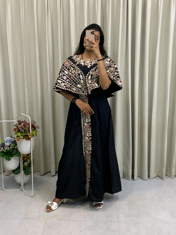 Designer Fancy Western Style Sequence Work Gown - Free Size Upto 42inch, Black