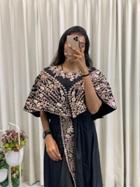 Designer Fancy Western Style Sequence Work Gown - Free Size Upto 42inch, Black