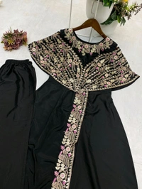 Designer Fancy Western Style Sequence Work Gown - Free Size Upto 42inch, Black