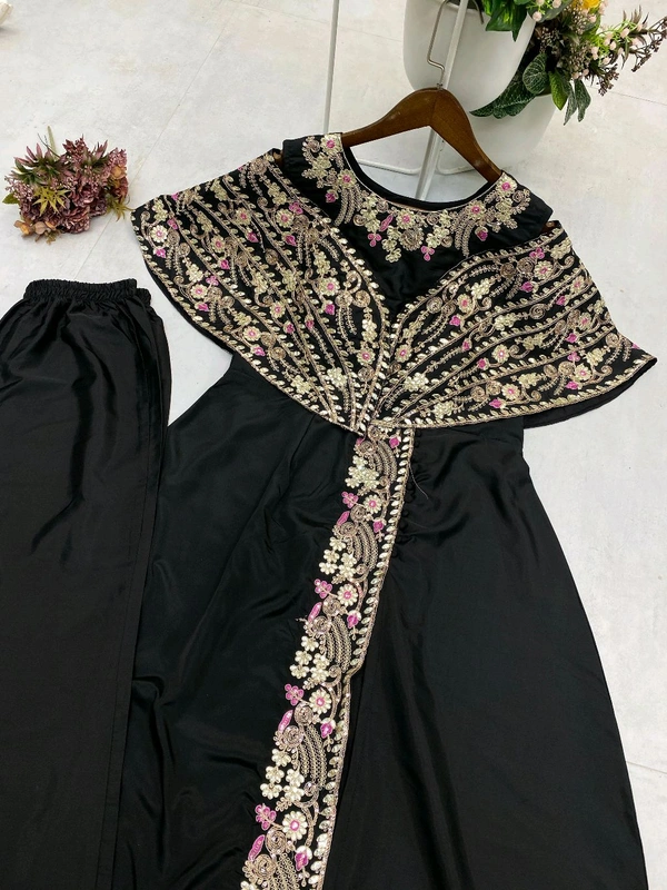 Designer Fancy Western Style Sequence Work Gown - Free Size Upto 42inch, Black