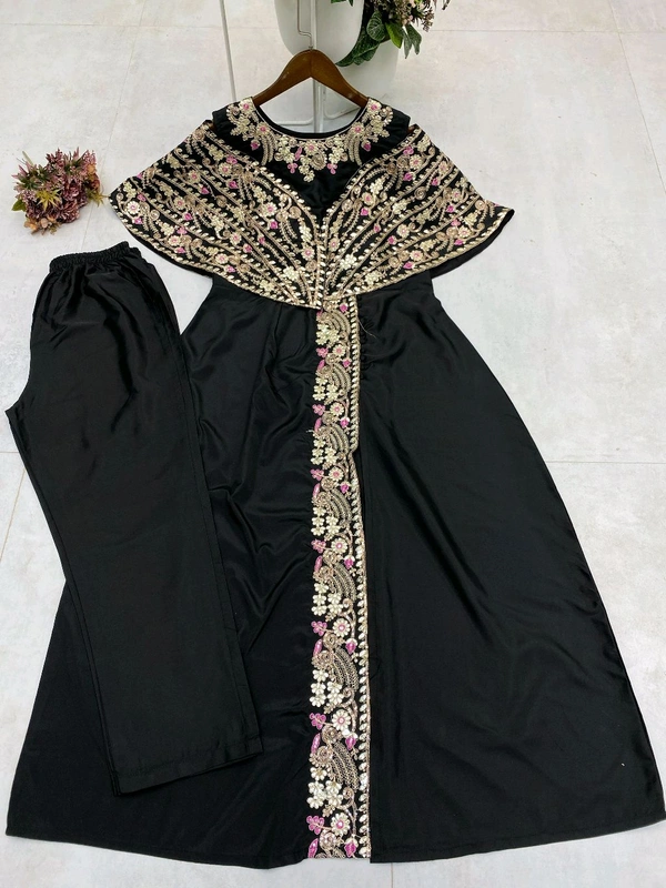Designer Fancy Western Style Sequence Work Gown - Free Size Upto 42inch, Black