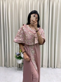 Designer Fancy Western Style Sequence Work Gown - Free Size Upto 42inch, Deep Blush