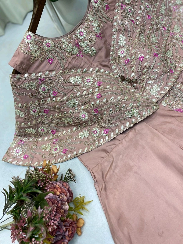 Designer Fancy Western Style Sequence Work Gown - Free Size Upto 42inch, Deep Blush