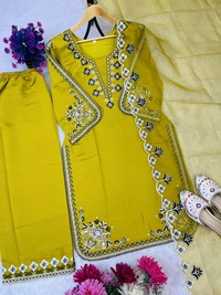 Premium Quality Embroidery Work Readymade Suit - M