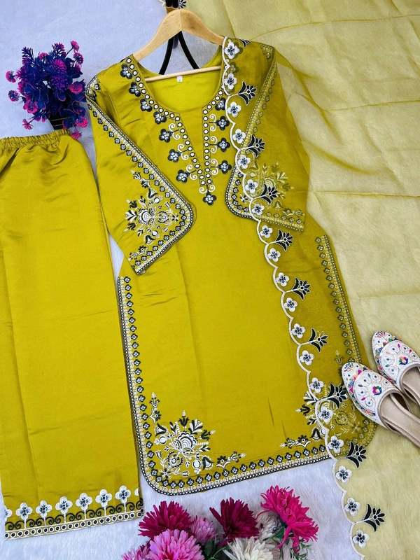 Premium Quality Embroidery Work Readymade Suit - M