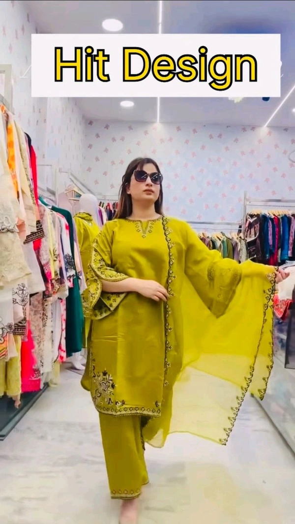 Premium Quality Embroidery Work Readymade Suit - L