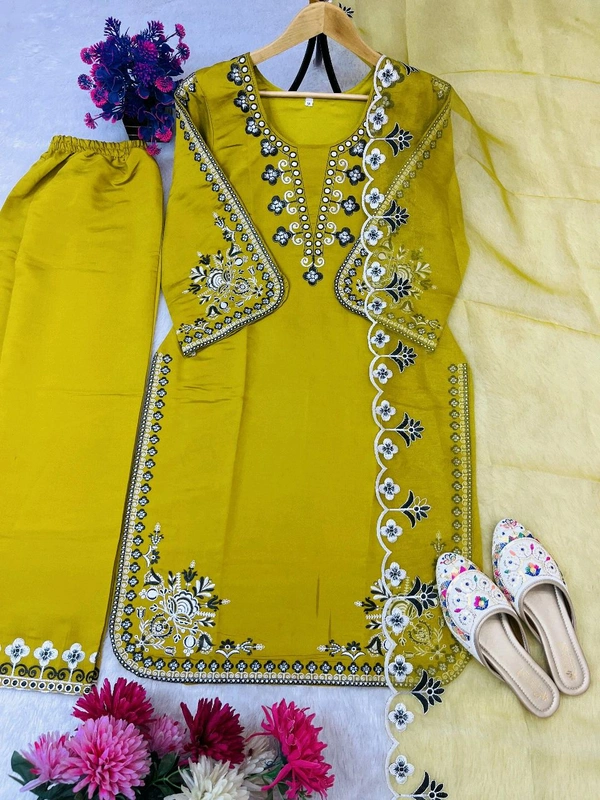 Premium Quality Embroidery Work Readymade Suit - L