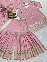 Wedding Special Silk Embroidery Work Sharara Suit - M