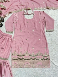 Wedding Special Silk Embroidery Work Sharara Suit - M
