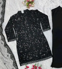 Black Color Heavy Embroidery Work Plazzo Suit - M