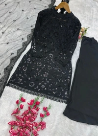Black Color Heavy Embroidery Work Plazzo Suit - L