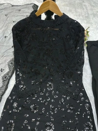 Black Color Heavy Embroidery Work Plazzo Suit - L
