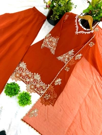 Latest Heavy Fauc Georgette Plazzo Suit - L