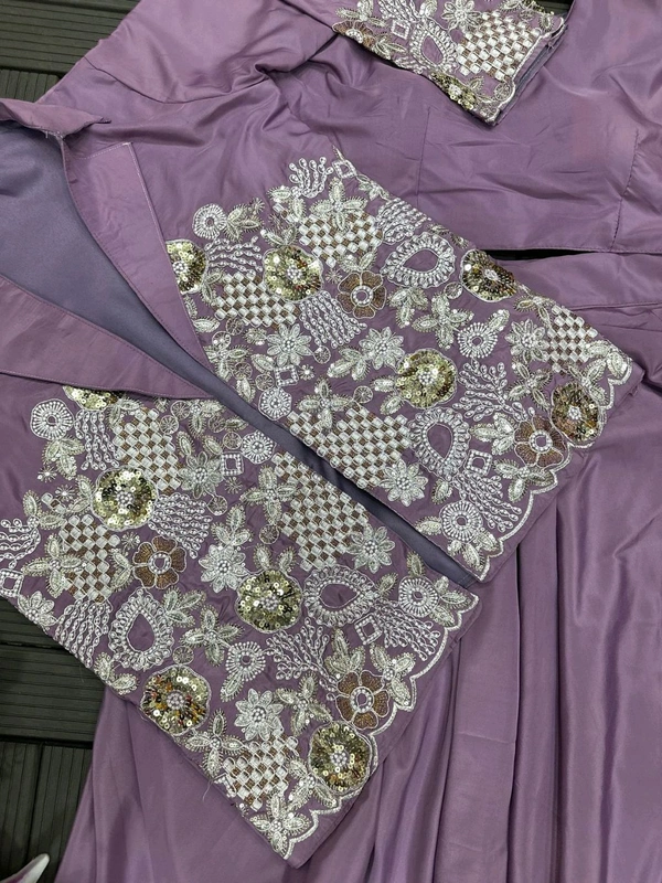 Partywear Readymade Koti With Lehenga - Free Size Upto 42inch