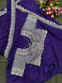 Partywear Fully Stiched Lehenga Saree With Blouse - 42 Xl Free Size, Purple