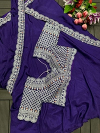 Partywear Fully Stiched Lehenga Saree With Blouse - 42 Xl Free Size, Purple