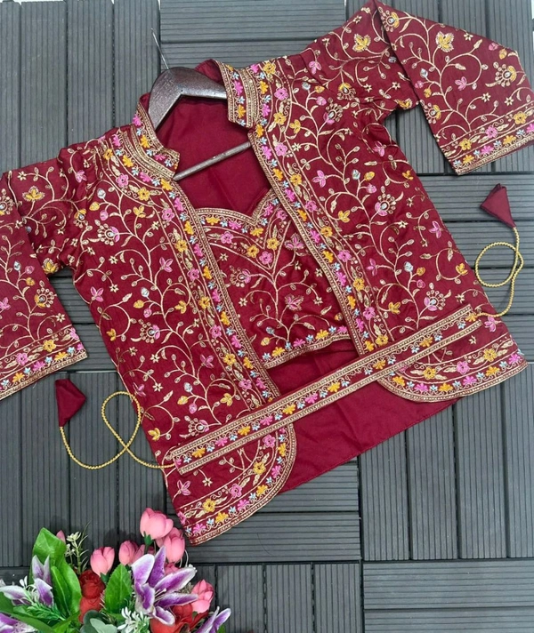 Super Hot Selling Ready To Wear Saree With Full Koti - Free Size Upto 42inch, Maroon