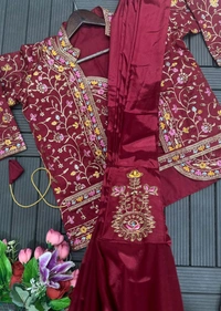Super Hot Selling Ready To Wear Saree With Full Koti - Free Size Upto 42inch, Maroon