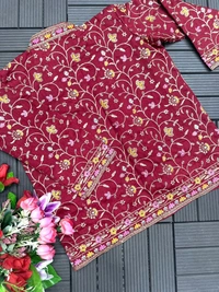Super Hot Selling Ready To Wear Saree With Full Koti - Free Size Upto 42inch, Maroon