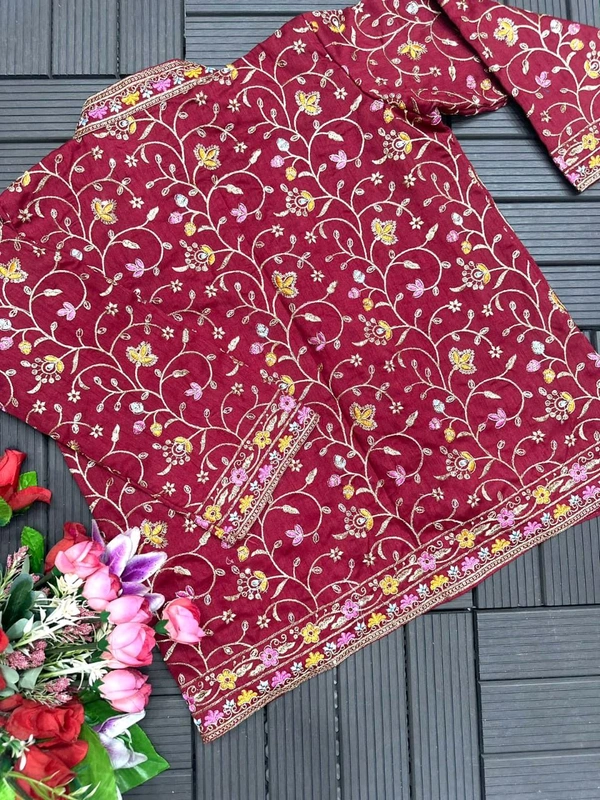 Super Hot Selling Ready To Wear Saree With Full Koti - Free Size Upto 42inch, Maroon