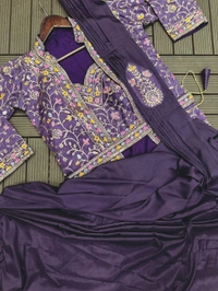 Super Hot Selling Ready To Wear Saree With Full Koti - Free Size Upto 42inch, Purple