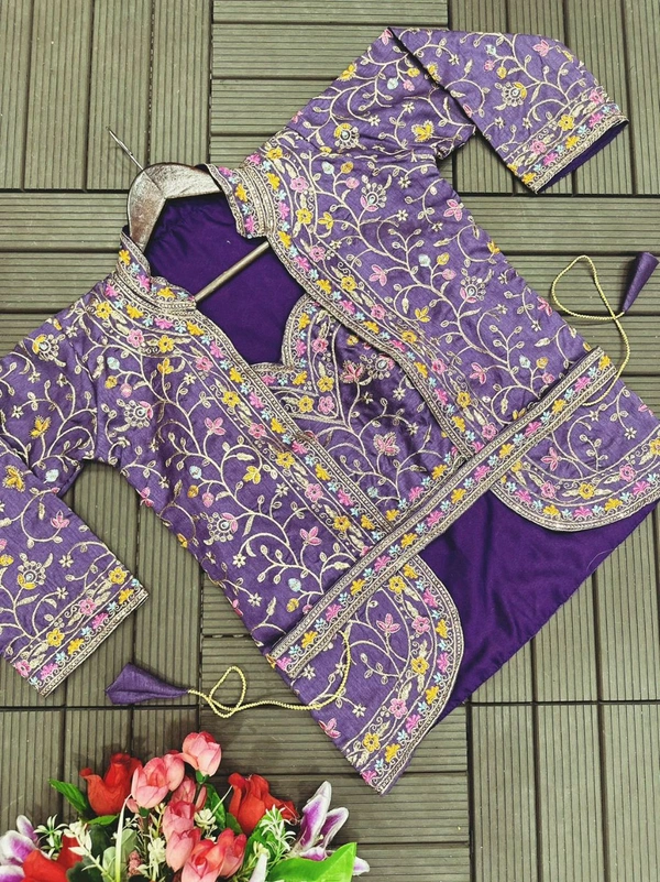 Super Hot Selling Ready To Wear Saree With Full Koti - Free Size Upto 42inch, Purple