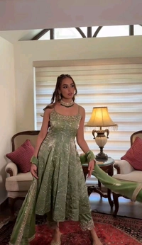 Heavy Anarkali Gown With Bottom and Dupatta Set - XL