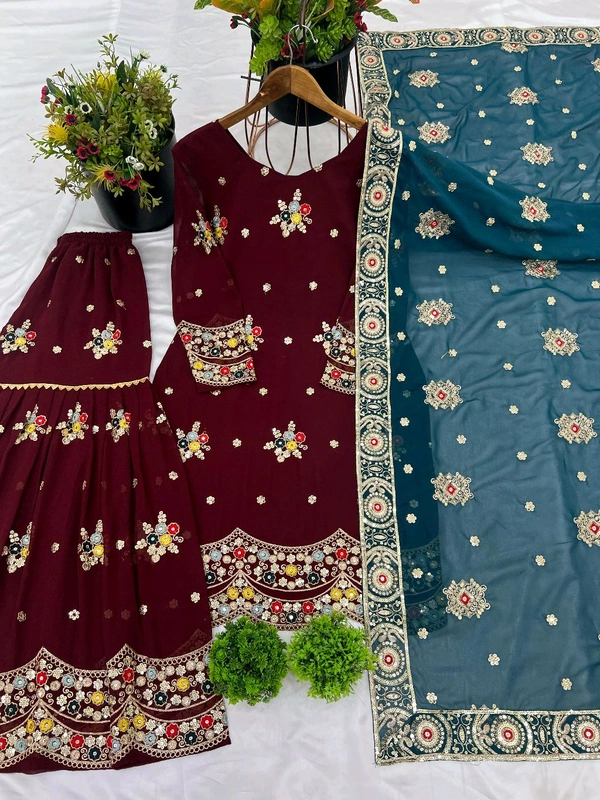 Bridal Wear Heavy Work Sharara Suit - L