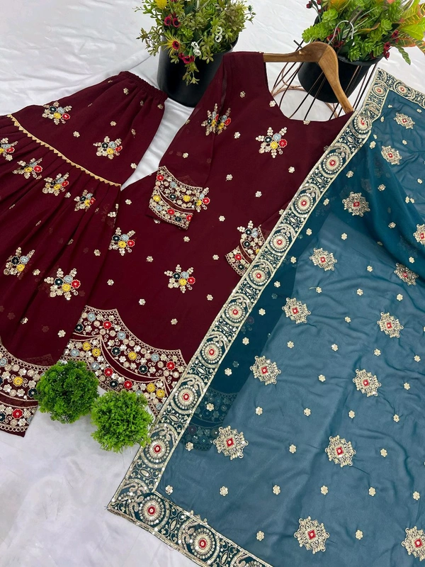 Bridal Wear Heavy Work Sharara Suit - XL